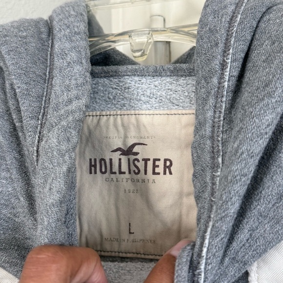 Y2K Hollister CA Hoodie Mall Rat Tumblr VSCO Gray Logo Pullover Sweatshirt Sz L - Picture 9 of 9
